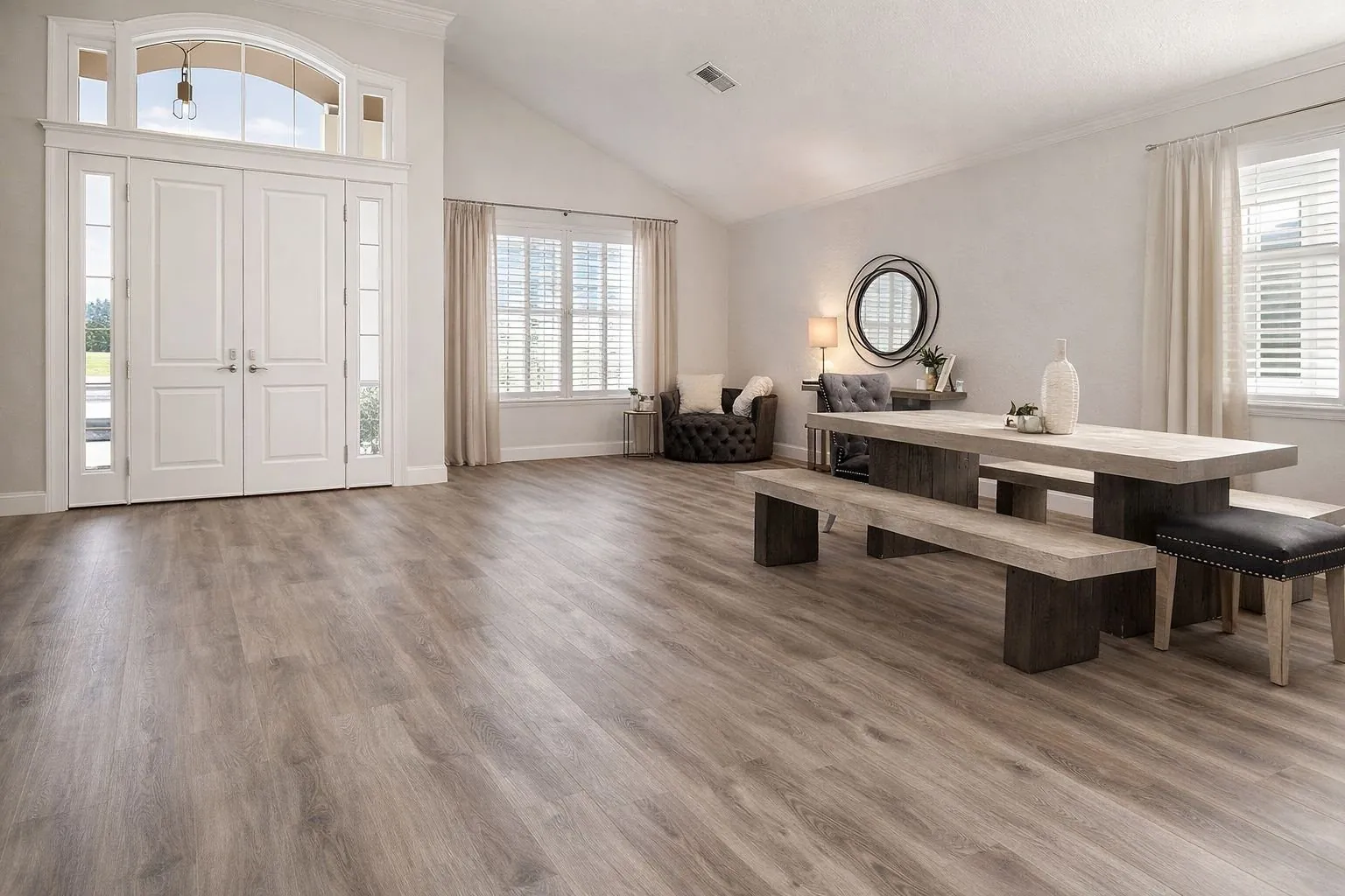 Luxury vinyl plank LVP flooring installation Phoenix AZ living room by RDC Renovation