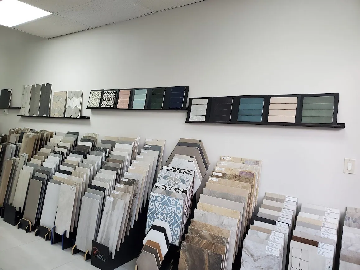 RDC Renovation showroom wall tile sample displays at Bell Road Phoenix AZ