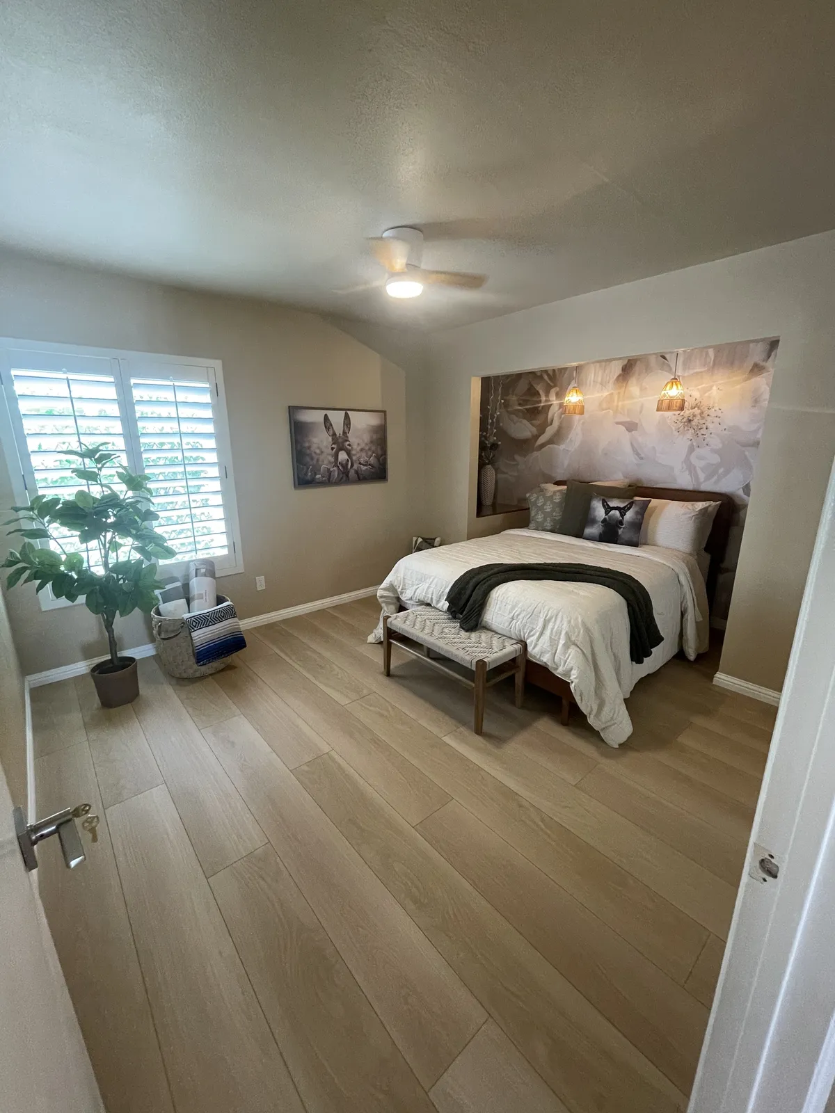 White oak look LVP flooring installed in a bedroom by RDC Renovation, serving Anthem AZ