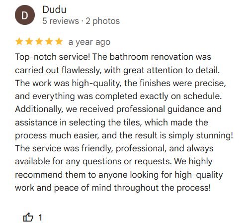 Dudu on RDC bathroom renovation and tile selection: “we received professional guidance and assistance in selecting the tiles”