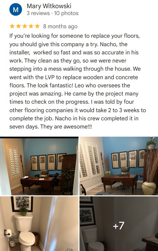 Mary Witkowski, Sun City West, AZ, on RDC: “We went with the LVP to replace wooden and concrete floors.”