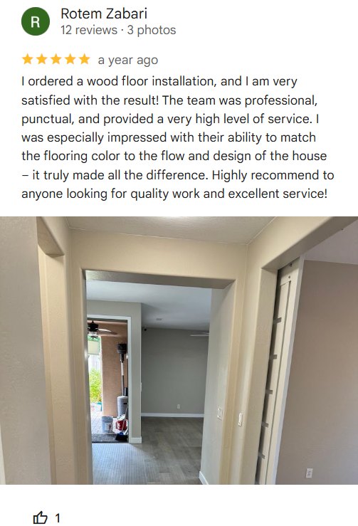 Rotem Zabari on RDC wood floor installation: “their ability to match the flooring color to the flow and design of the house”